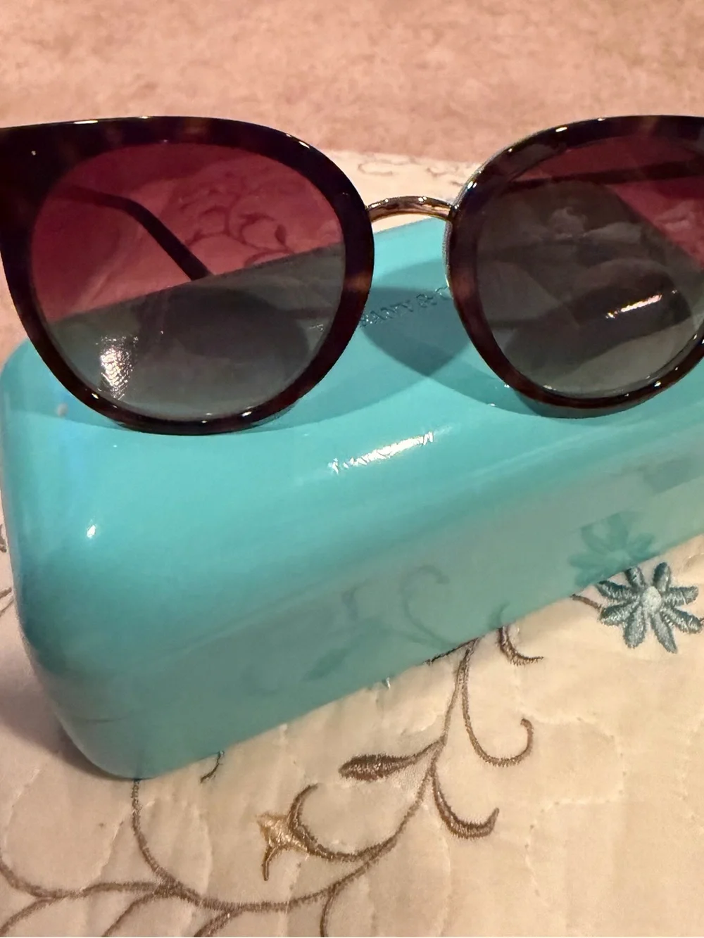 Tiffany & Co. Round Tortoiseshell Sunglasses with Brown Gradient Lenses